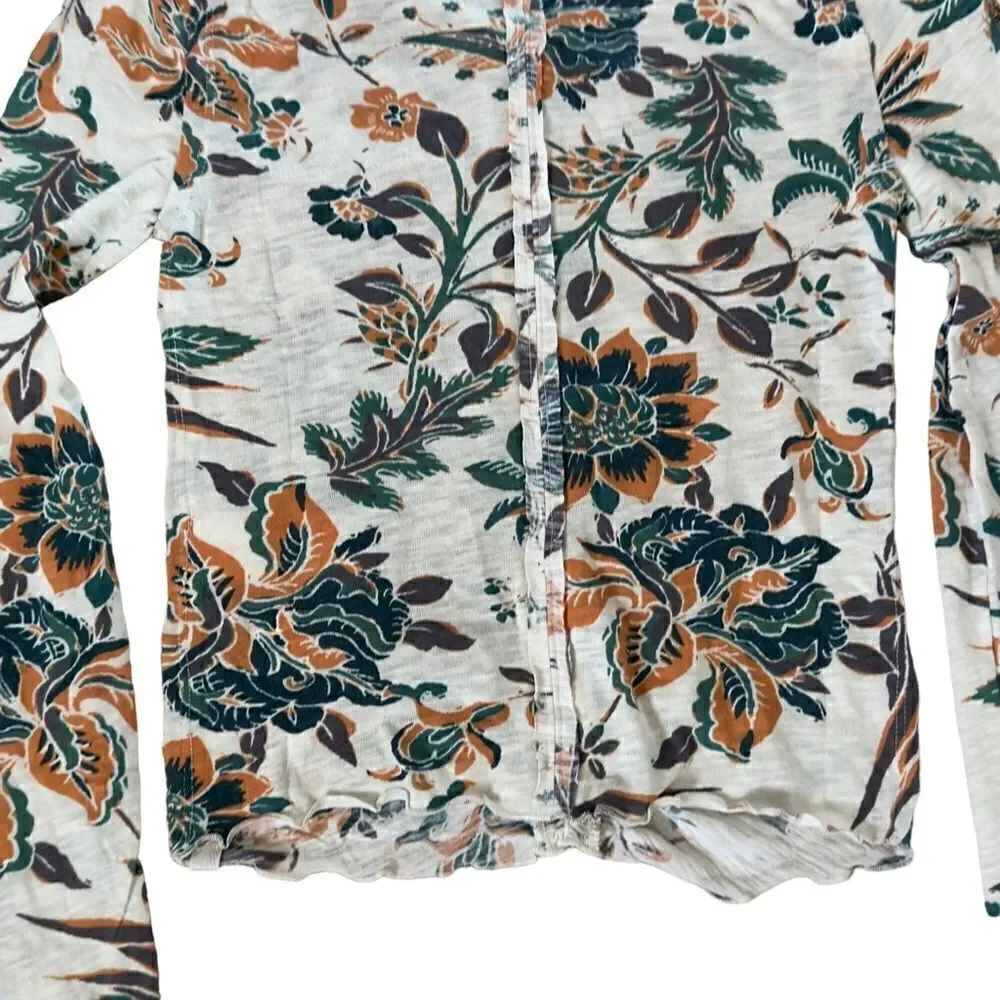 We The Free Free People Dreamed of You Floral Ruched Long Sleeve Top XSMALL NWT